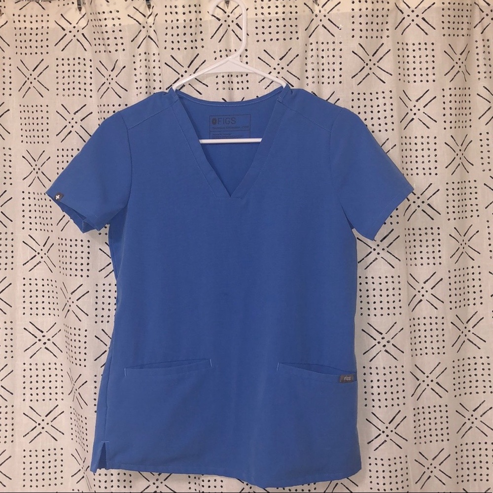 Figs Ceil Blue Casma Three-Pocket Scrub Top